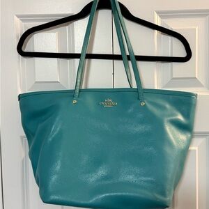 Coach Purse Teal Leather Tote Bag